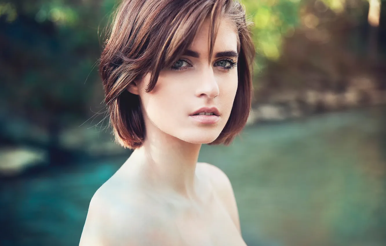 Фото обои взгляд, портрет, боке, Anais