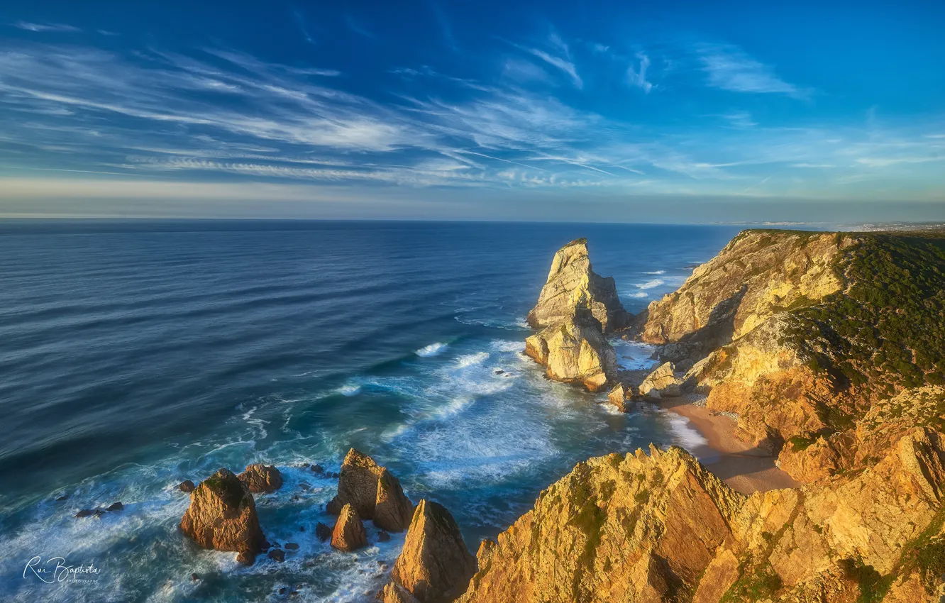 Фото обои океан, скалы, побережье, Португалия, Portugal, Атлантический океан, Atlantic Ocean, Sintra