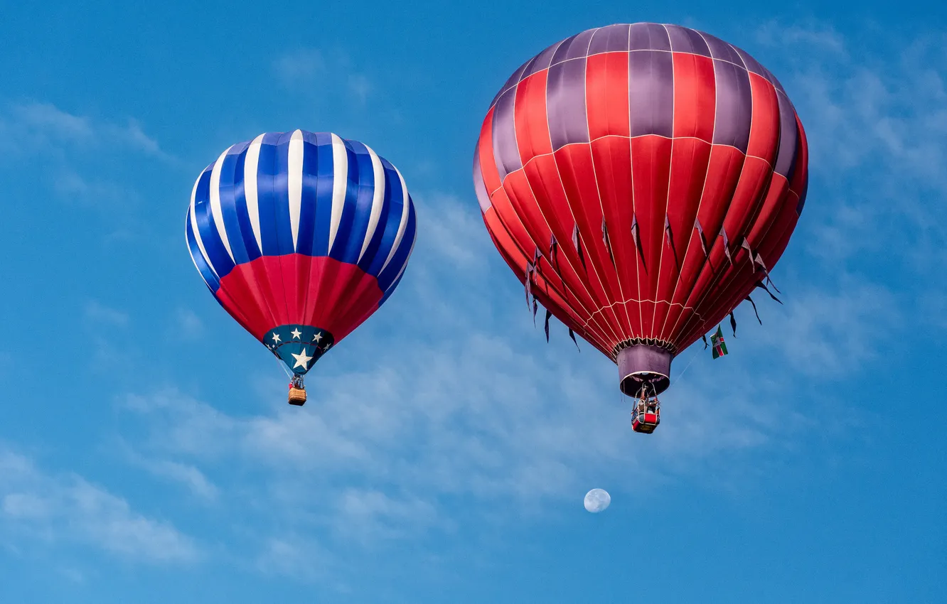 Фото обои небо, воздушный шар, спорт, Луна