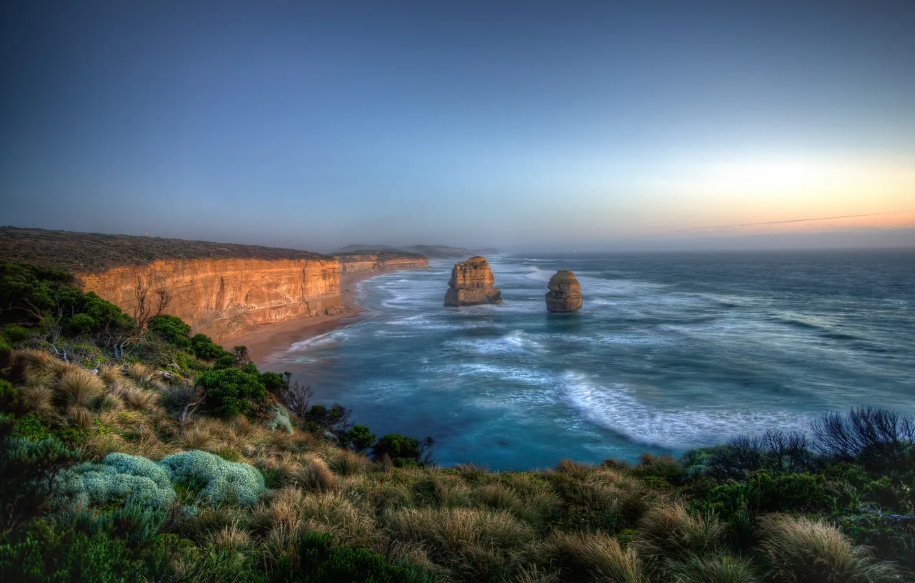 Фото обои пляж, океан, скалы, утро, Австралия