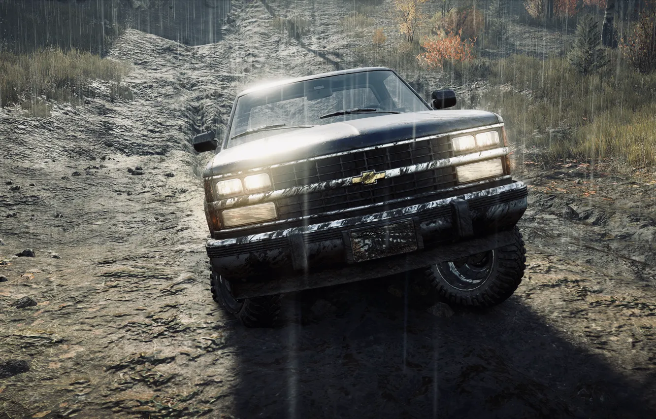 Фото обои HDR, Chevrolet, Rain, Game, Trees, Michigan, Mud, UHD