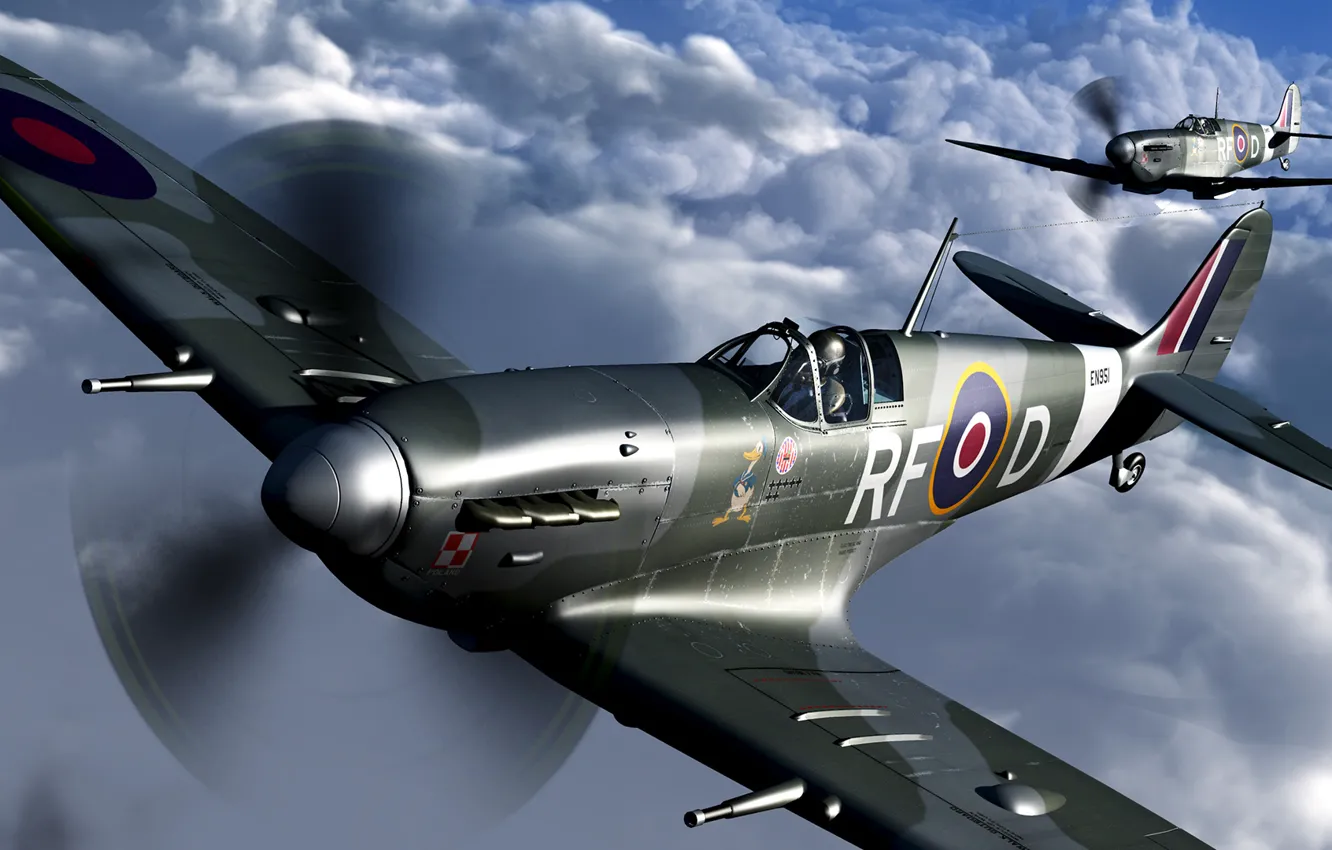 Фото обои Англия, истребитель, Spitfire Mk.Vc