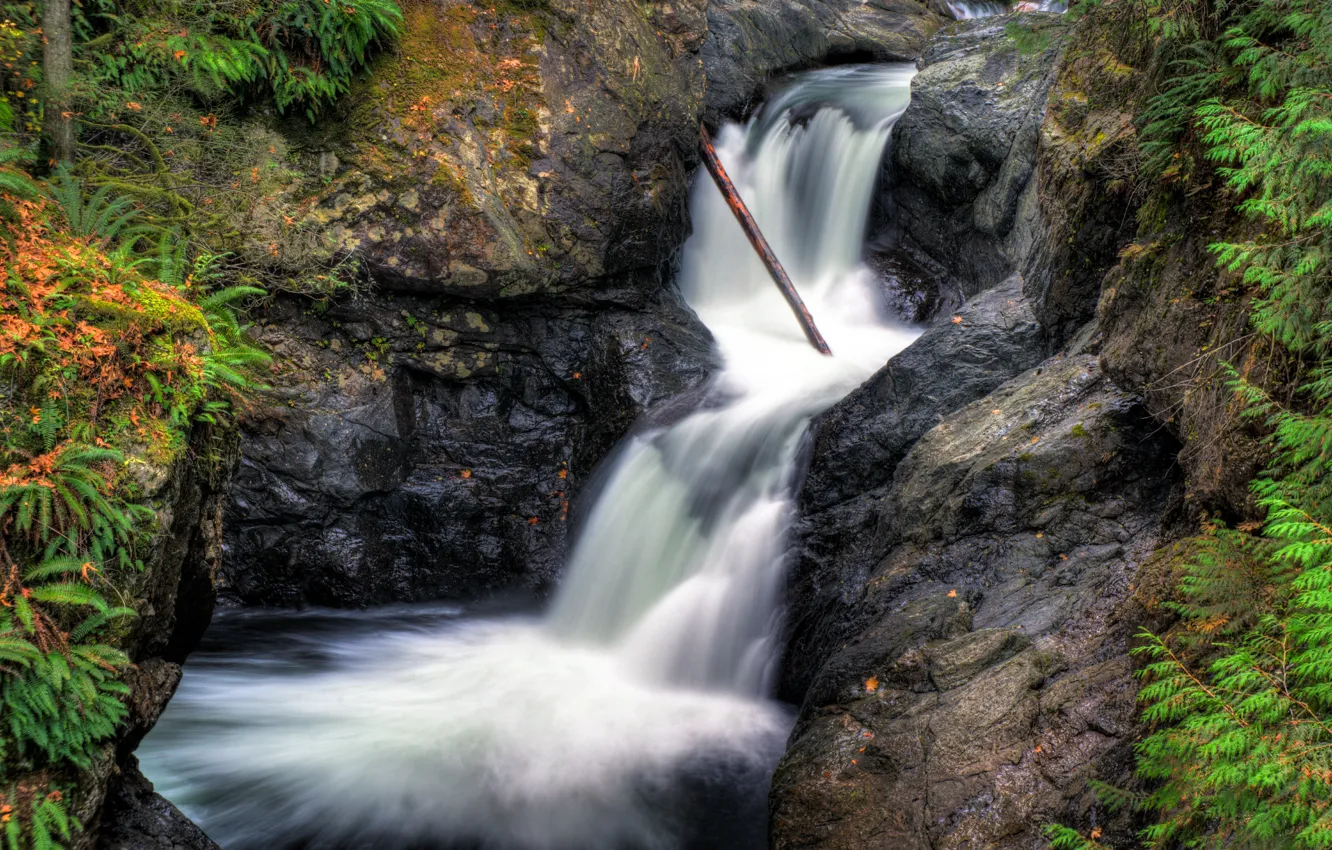 Фото обои Водопад, Скалы, Waterfall