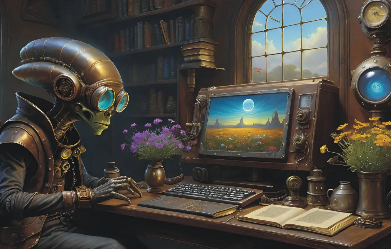 Фото обои фентези, фантастика, инопланетянин, ART, разное, alien, room