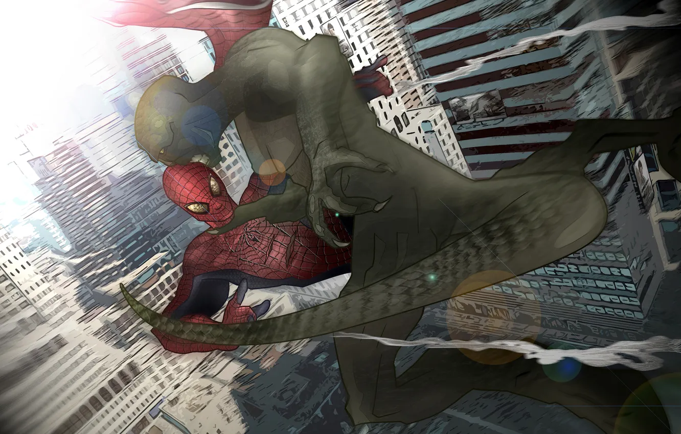 Фото обои человек, паук, ящер, нью йорк, The Amazing Spider-Man