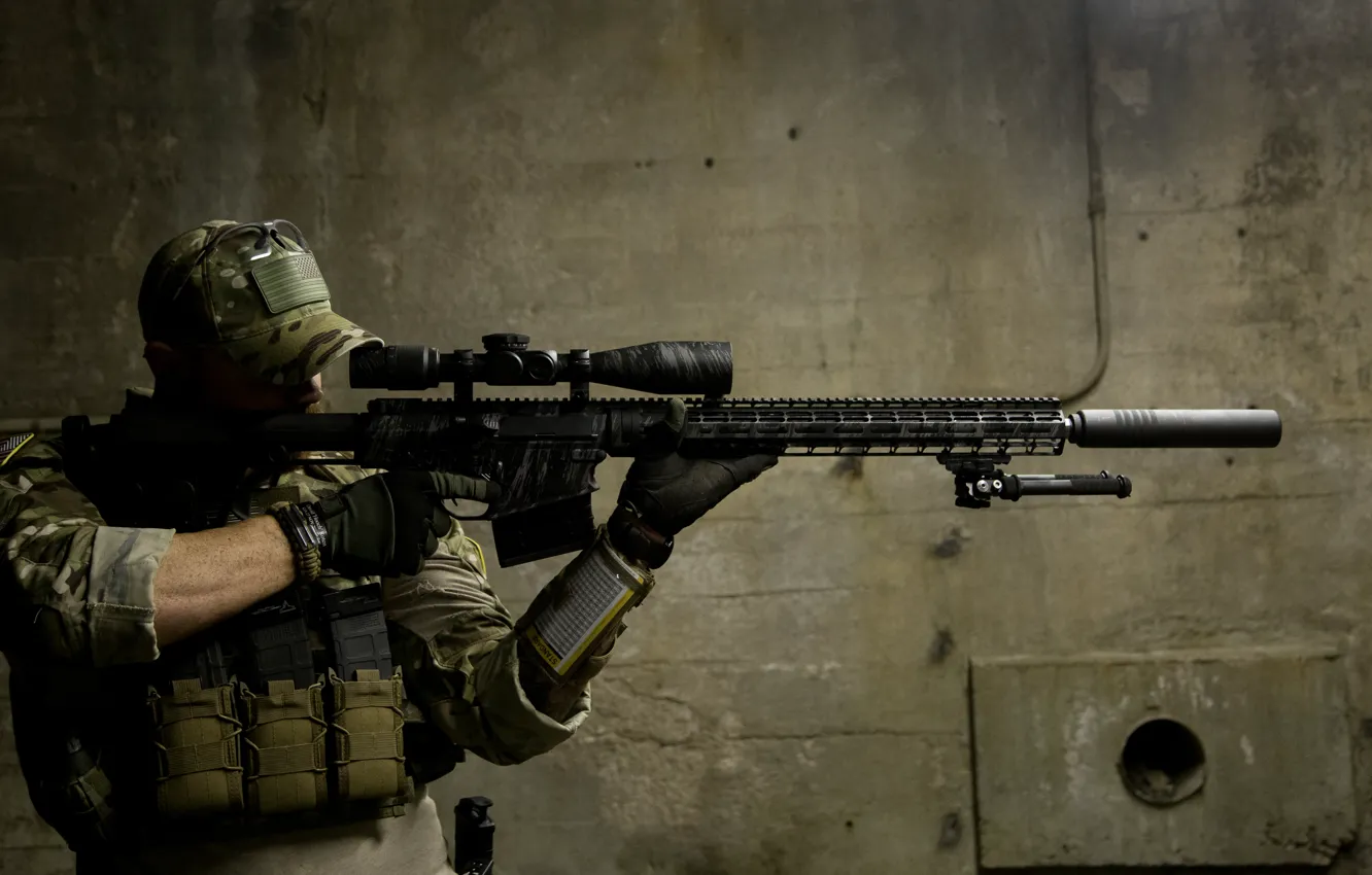 Фото обои фон, солдат, оптика, винтовка, снайперская