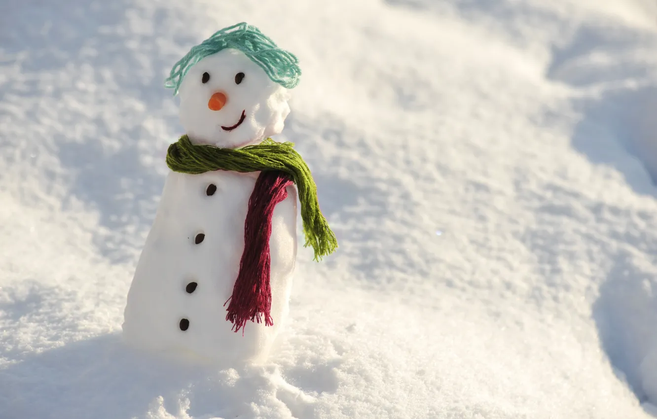 Фото обои зима, снег, снеговик, happy, winter, snow, day, snowman