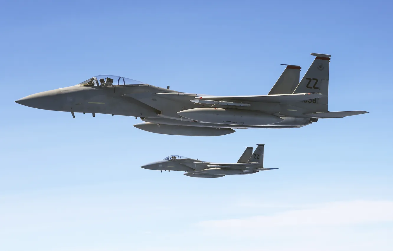 Фото обои полет, истребитель, Eagle, F-15
