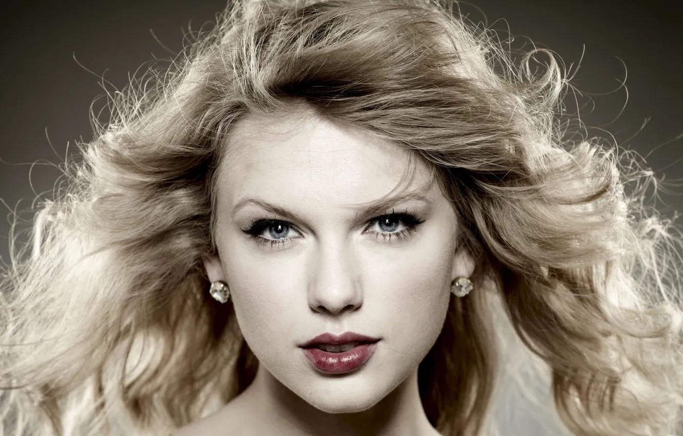Фото обои глаза, девушка, лицо, волосы, taylor swift, серые, русые