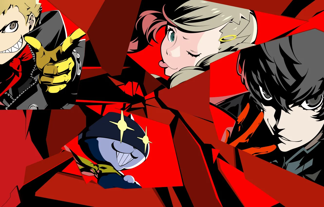 Фото обои коллаж, персонажи, Persona 5, Персона