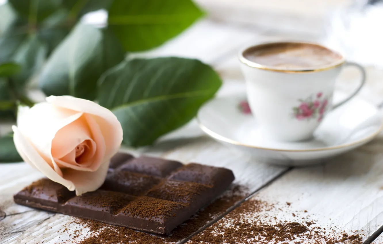 Фото обои роза, кофе, Шоколад