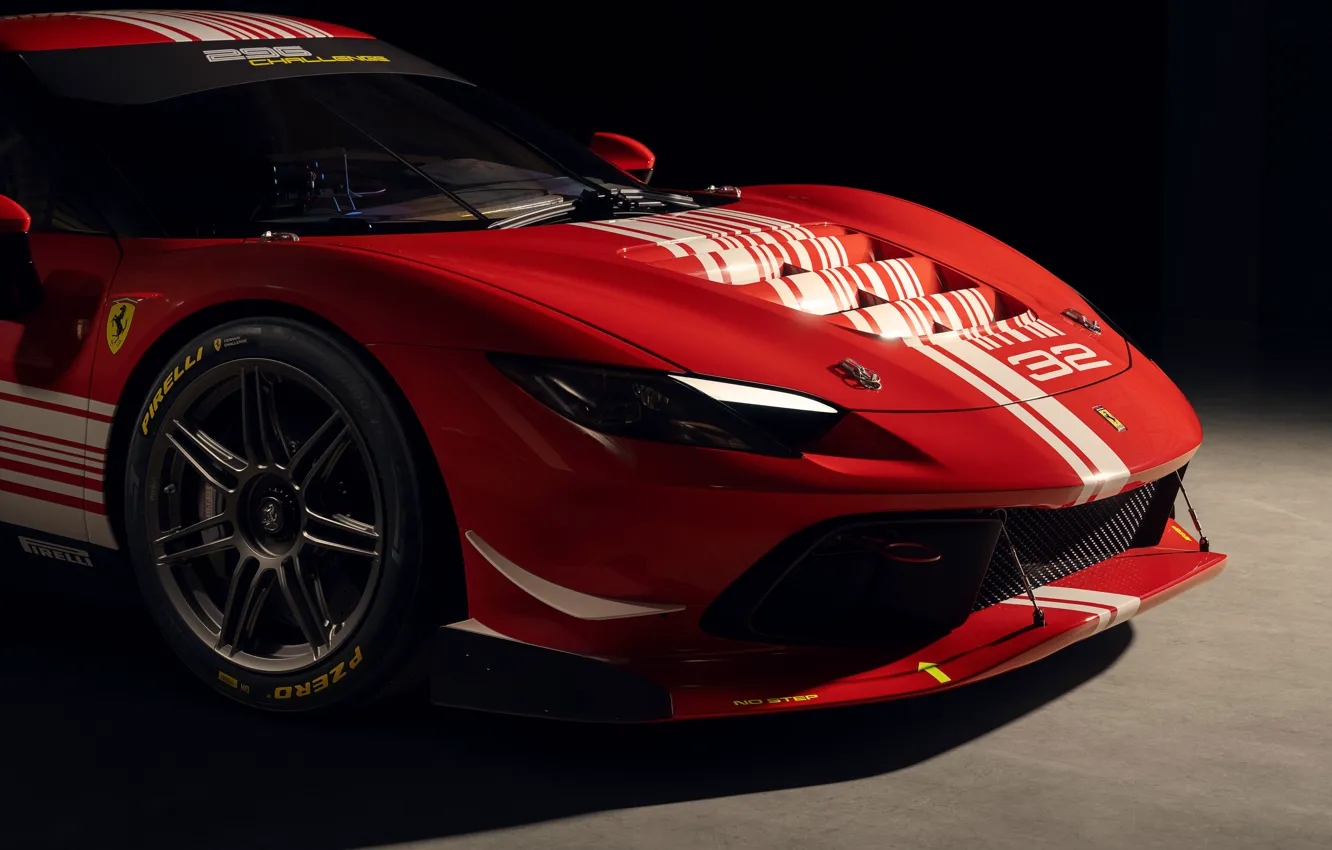 Фото обои Ferrari, close-up, front, 296, Ferrari 296 Challenge