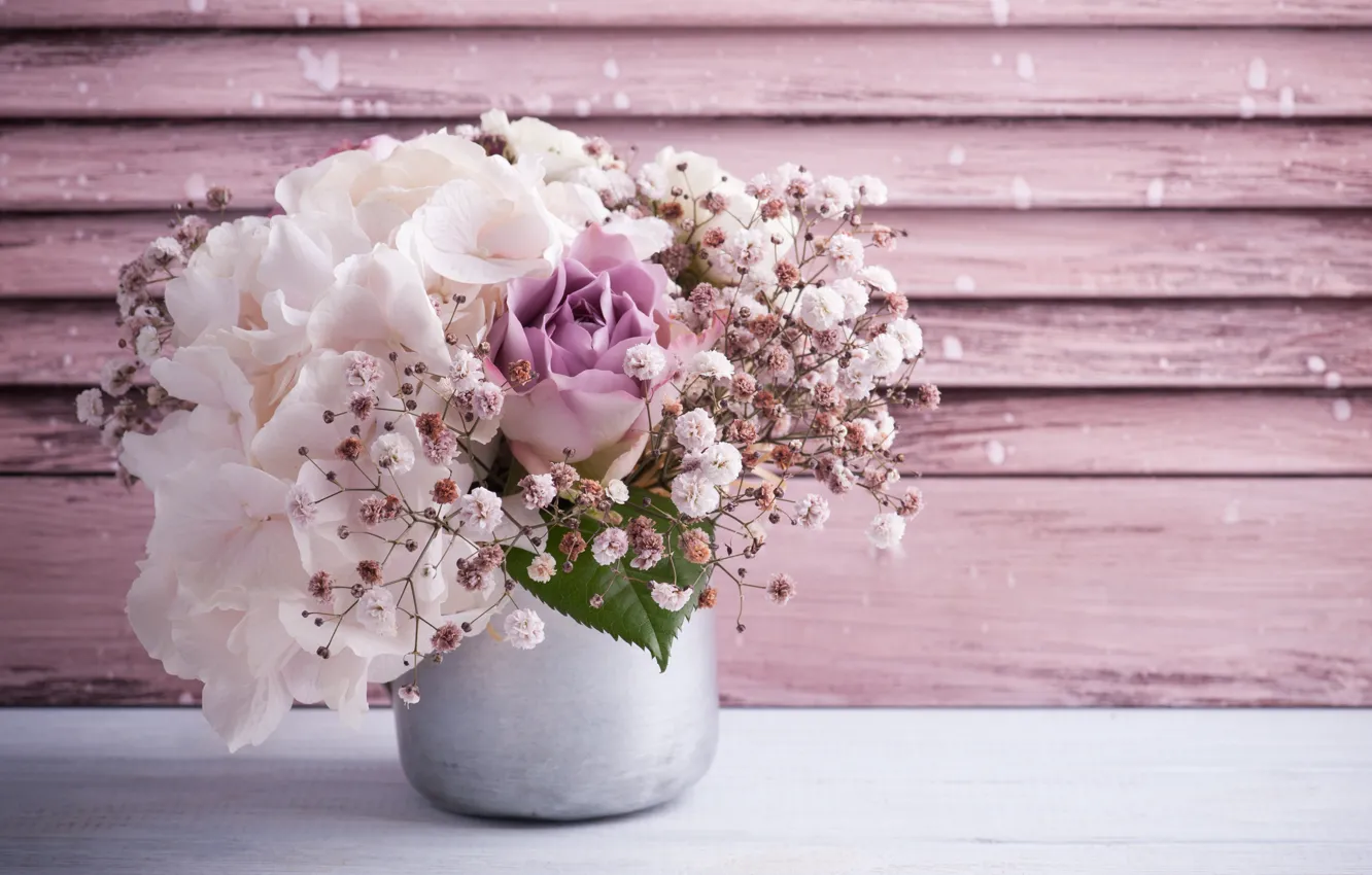 Фото обои цветы, букет, нежные, розовые, гортензии, IRINA BORT