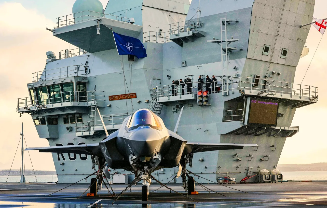 Фото обои самолет, Великобритания, авианосец, палубный, HMS Queen Elizabeth