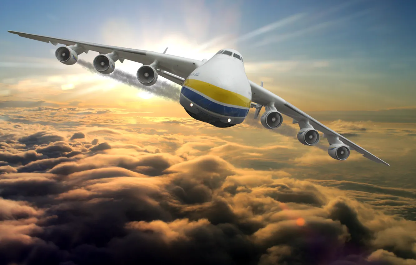 Фото обои sky, airplane, мрия, ан-225, an-225, mriya