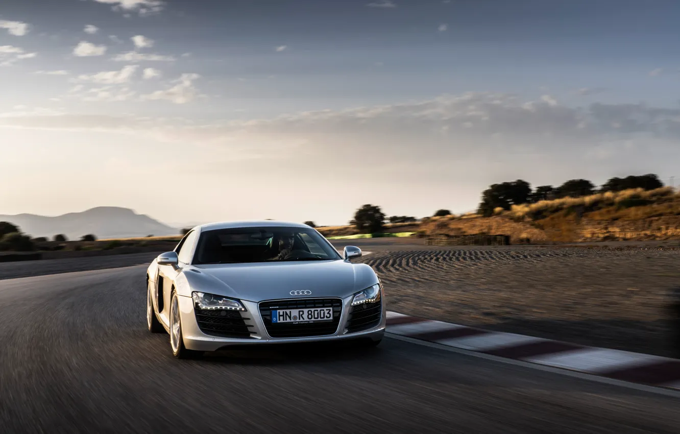 Фото обои Audi, Audi R8, supercar, Quattro, R8, racing track, iconic