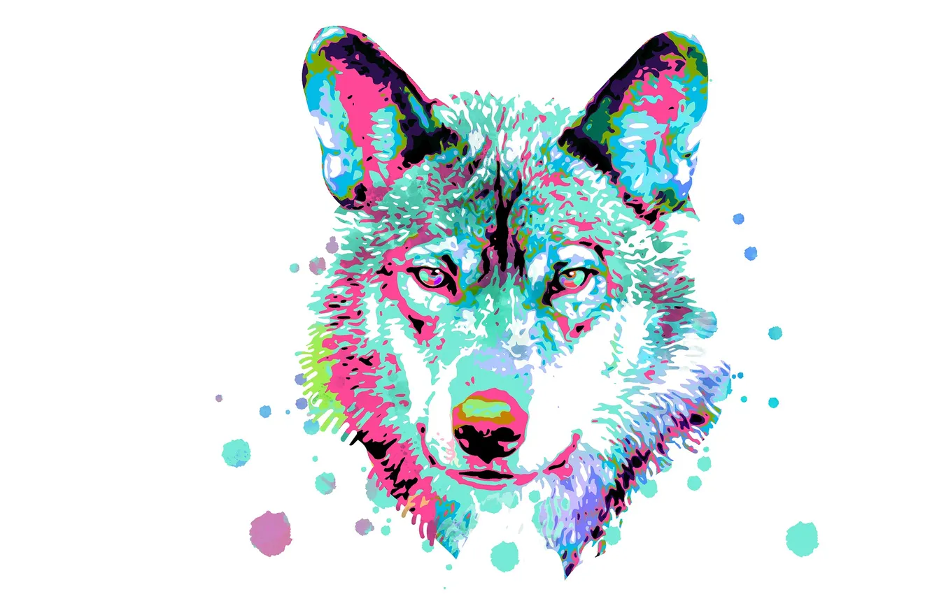 Фото обои fantasy, nature, art, snow, predator, face, animal, wolf