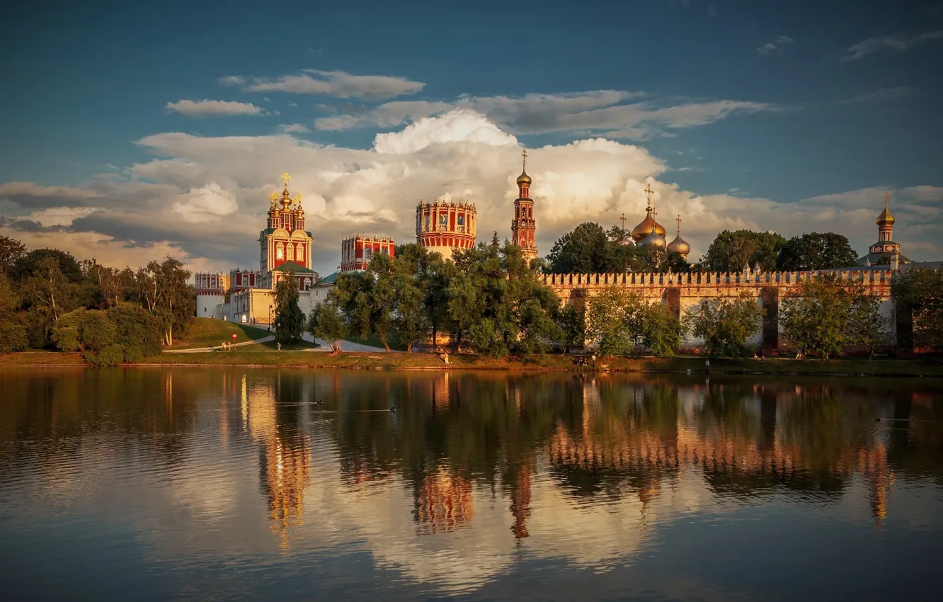 Фото обои река, Москва, монастырь, женский, Новодевичий