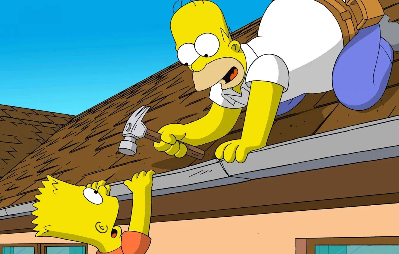 Фото обои Симпсоны, Simpsons, Homer, Bart