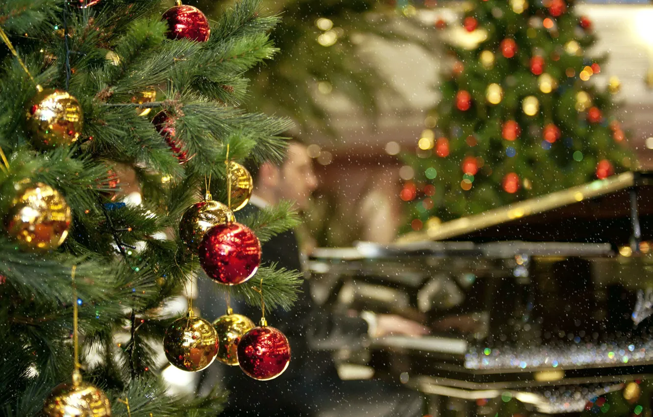 Фото обои Украшения, Праздник, Holiday, Christmas Tree, Decorations, Beautiful Toys, Новогодняя Ёлка, Красивые Игрушки