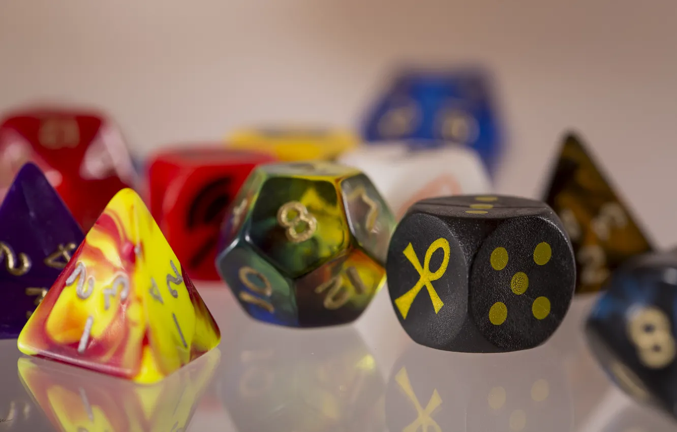 Фото обои colors, dice, dungeons and dragons, role-playing games