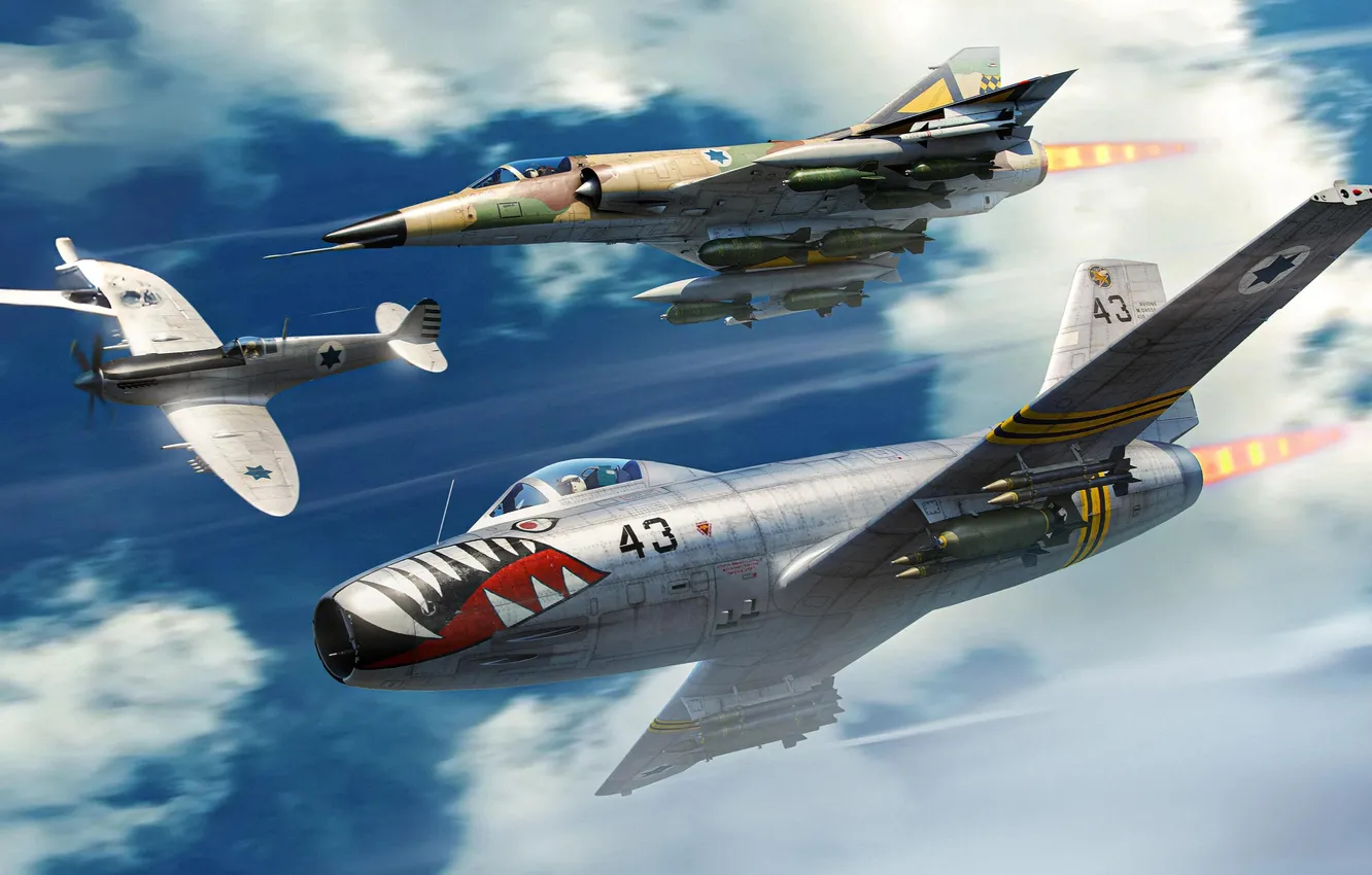 Фото обои Игра, Самолеты, Истребители, Game, War Thunder, F-86 Sabre