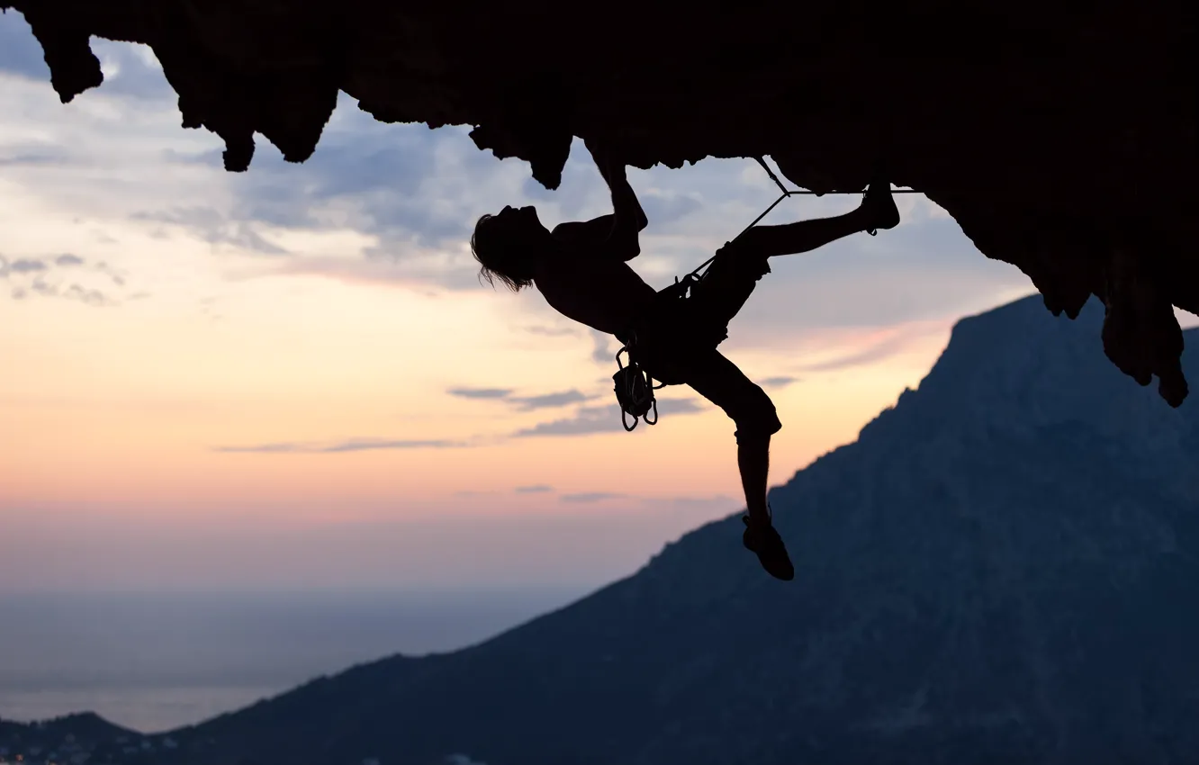 Фото обои sunset, climbing, technique, Mountaineering