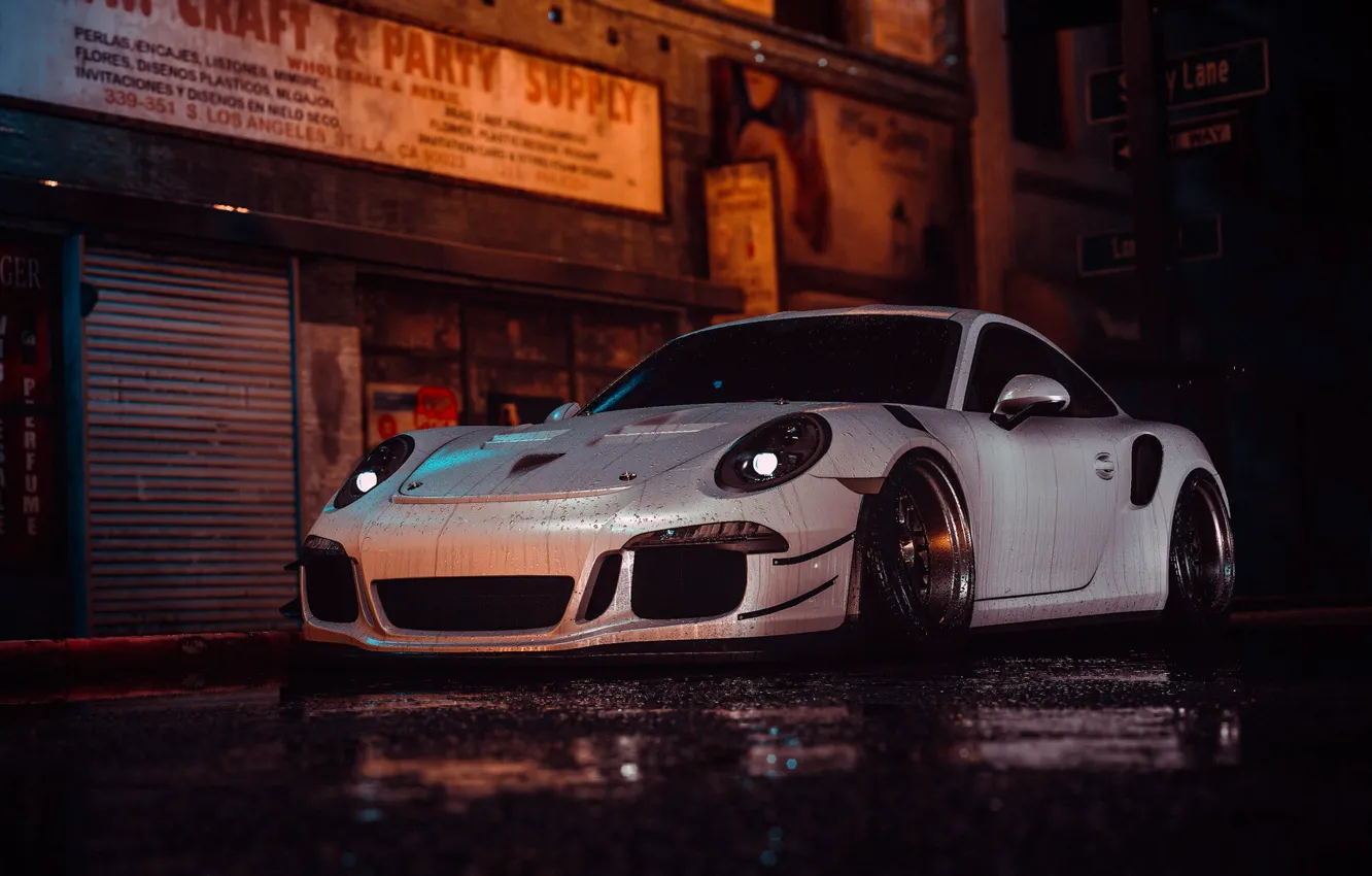 Фото обои Авто, Белый, Porsche, Машина, Стиль, Car, NFS, Арт