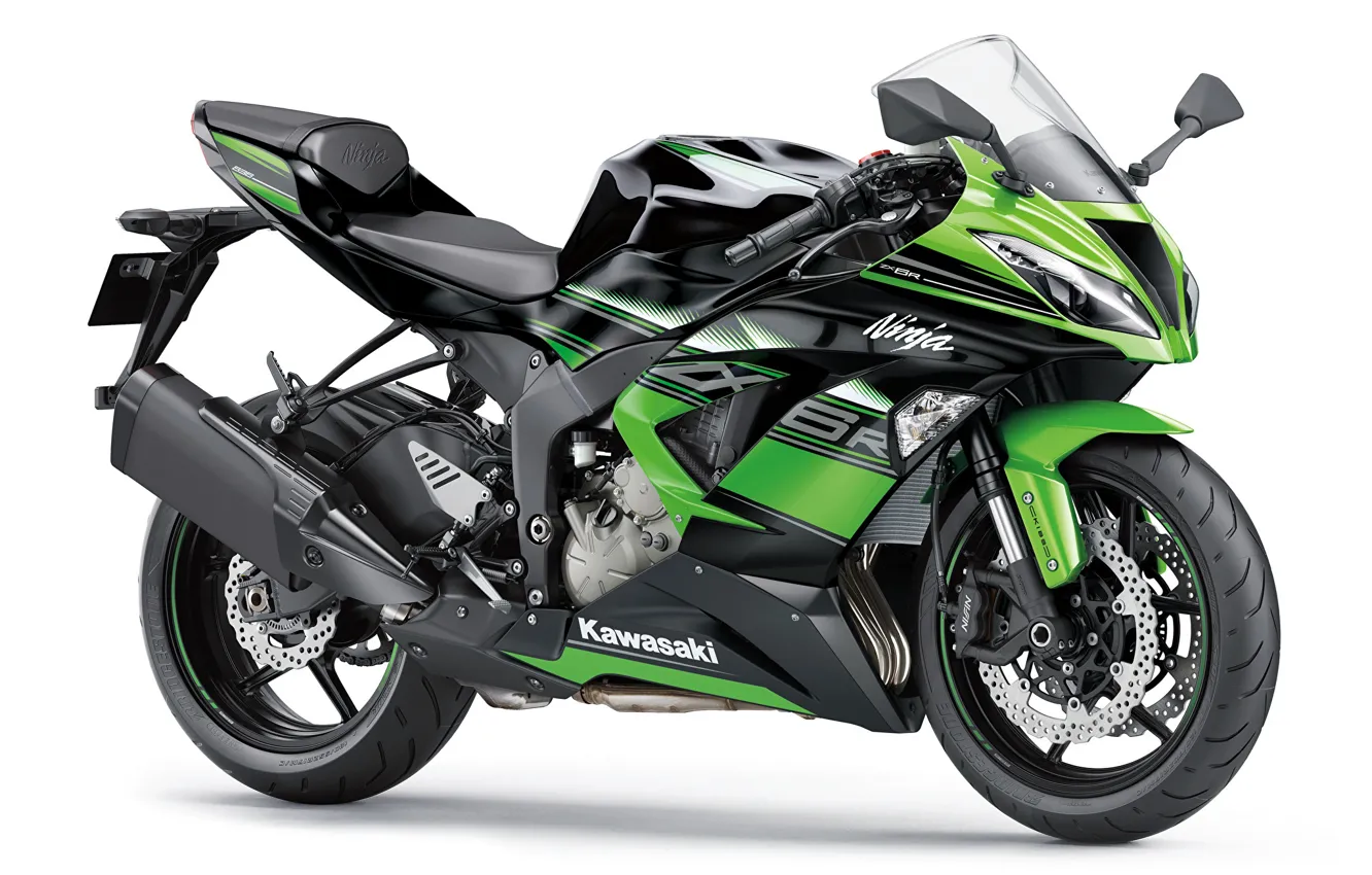 Фото обои green, мотоцикл, байк, motorcycle, superbike, sportbike, фон белый, Kawasaki Ninja ZX-6
