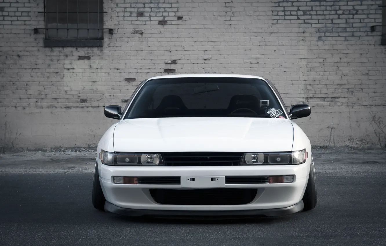 Фото обои Белый, седан, Nissan Silvia, S13