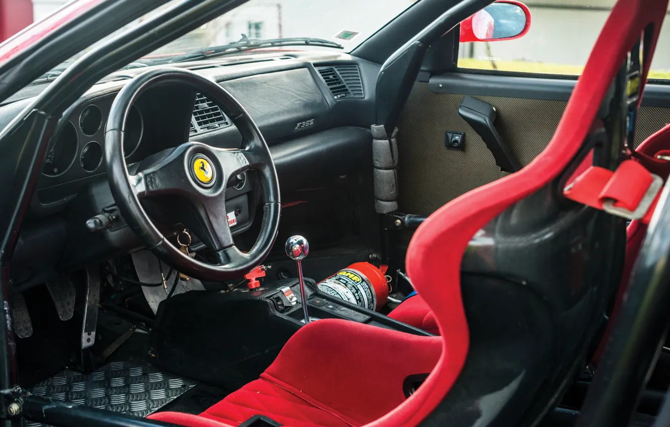 Фото обои Ferrari, F355, steering wheel, torpedo, Ferrari F355 Challenge