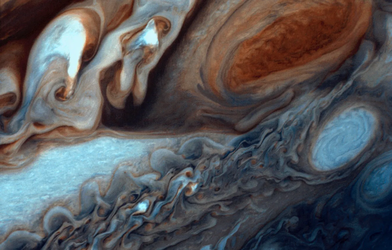 Фото обои шторм, атмосфера, пятна, ураган, вихрь, Юпитер, Большое Красное Пятно, Great Red Spot