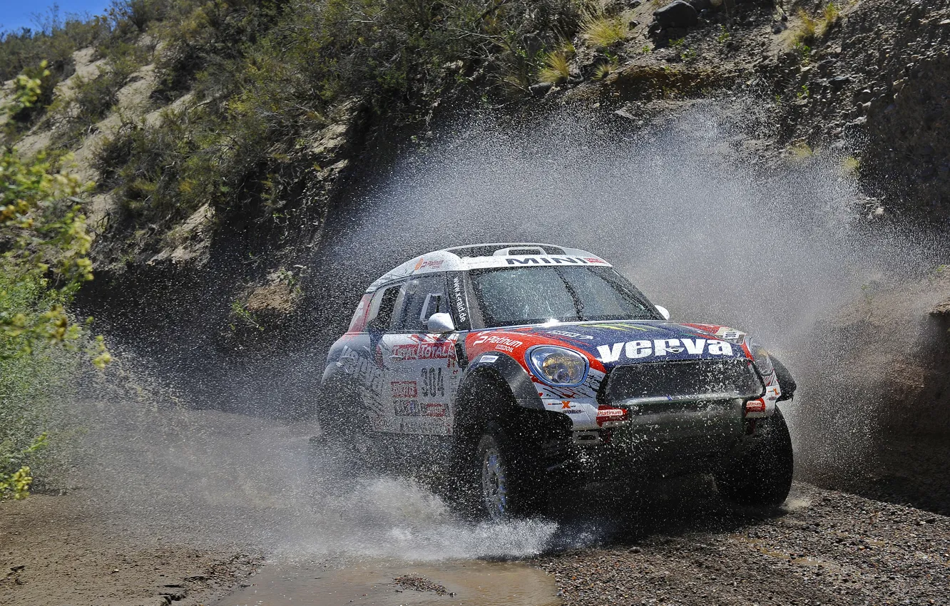 Фото обои Брызги, Mini Cooper, Rally, Dakar, Дакар, MINI, Мини Купер