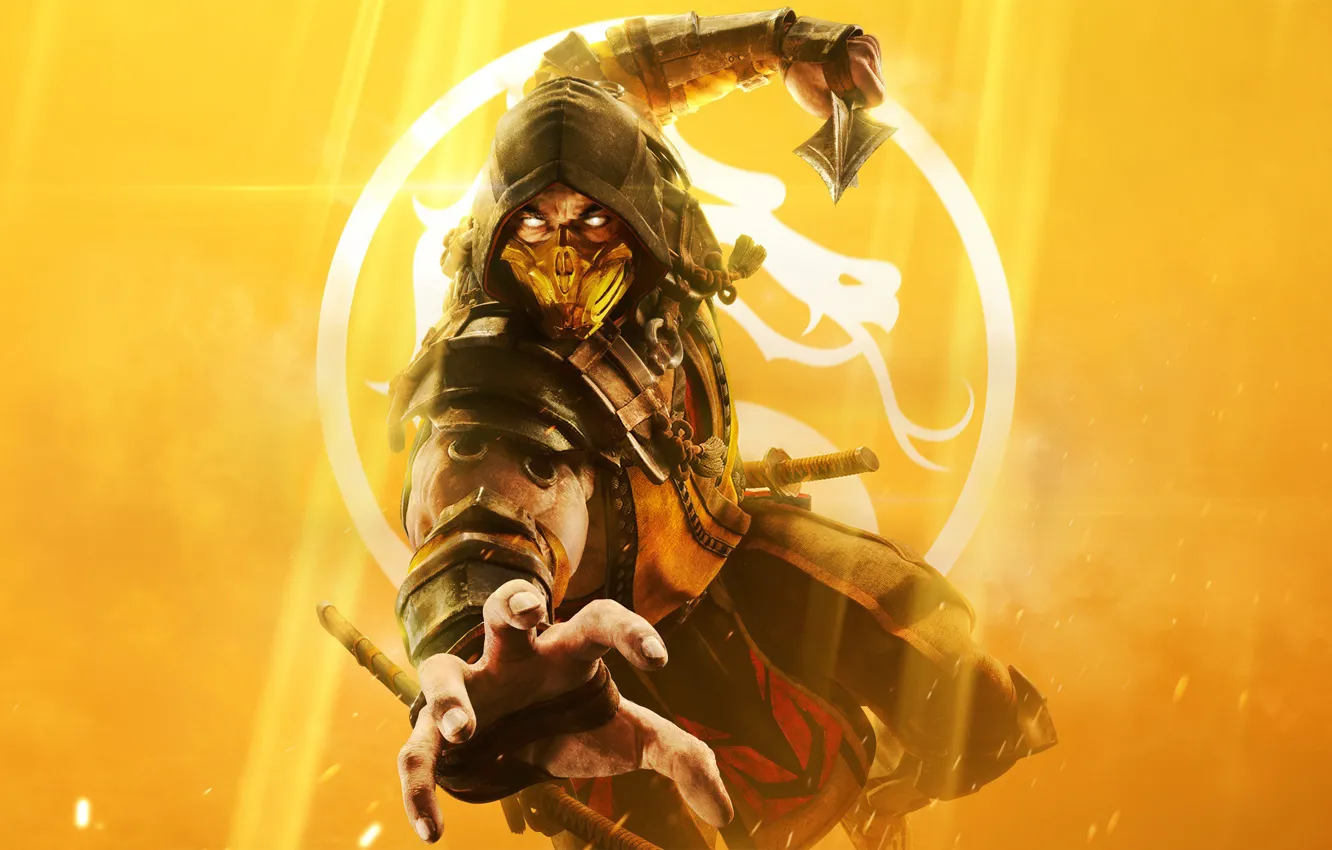 Фото обои игра, game, Mortal Kombat, scorpion, Mortal Kombat 11