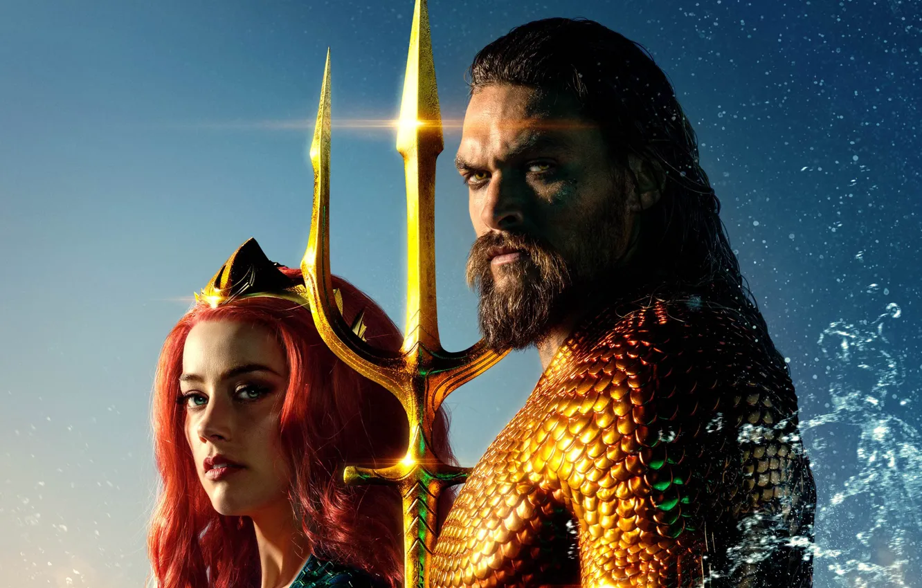 Фото обои Amber Heard, Эмбер Хёрд, Movie, Aquaman, Jason Momoa, Джейсон Момоа, Аквамен, Аквамэн