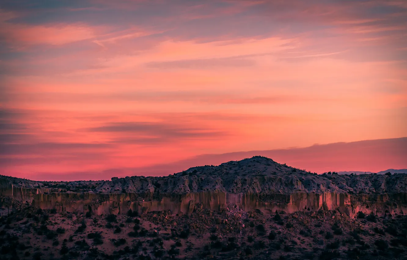 Фото обои закат, пустыня, New Mexico, Totavi, Мехико