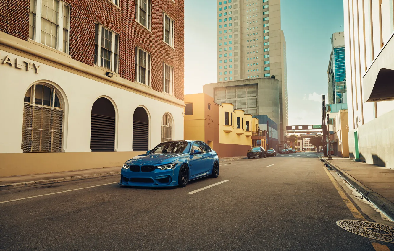 Фото обои Blue, Bmw, Street, Sedan, f80, M3