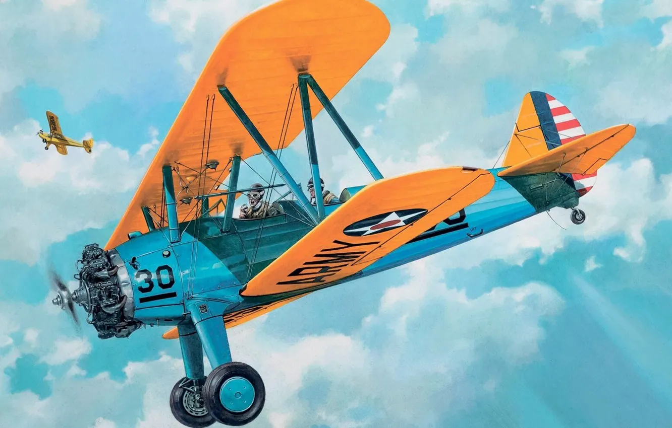Фото обои США, US Army, учебный самолёт, US Airforce, Тарас Штык, Boeing-Stearman PT-17 Kaydet