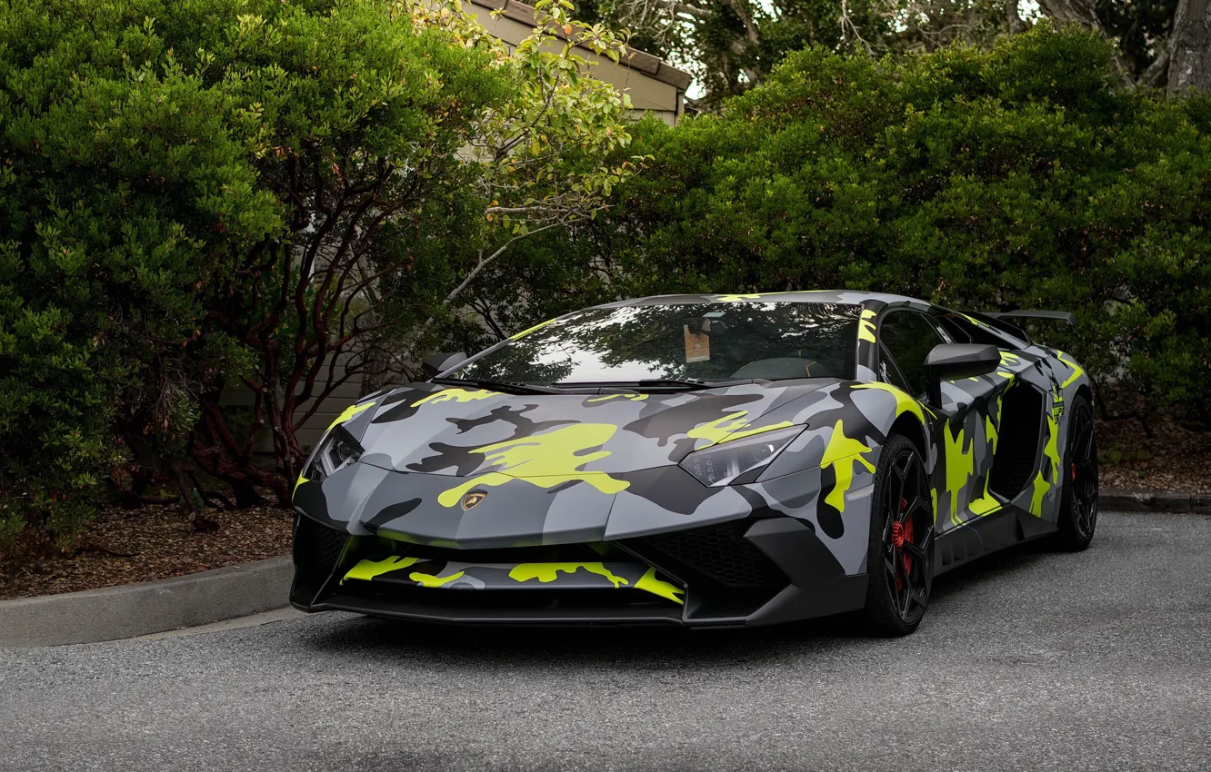 Фото обои Lamborghini, Aventador, Camo