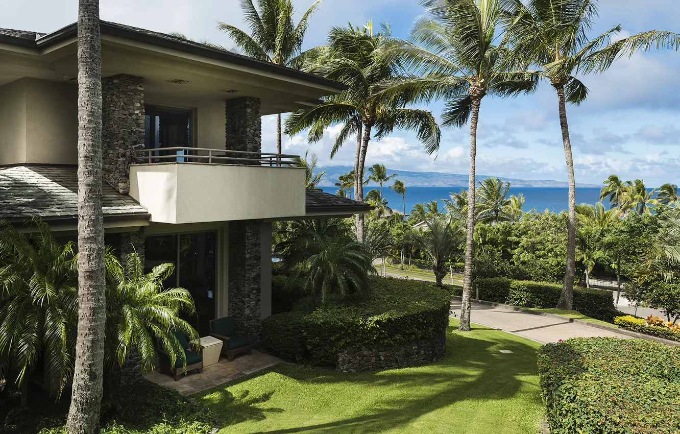 Фото обои pacific ocean, garden, home, luxury, hawaii, palm, maui