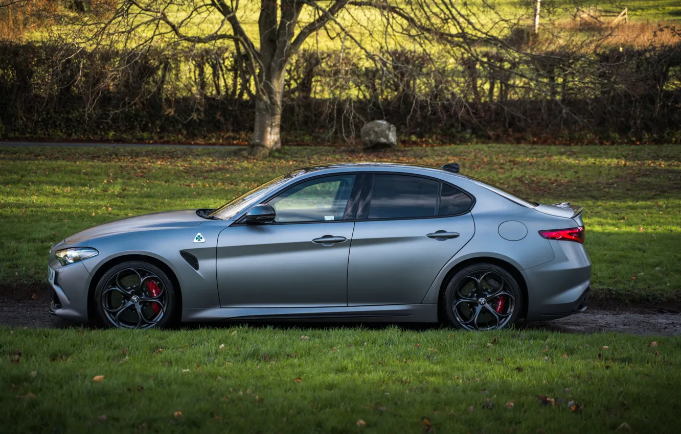 Фото обои Alfa Romeo, Giulia, side view, Alfa Romeo Giulia Quadrifoglio NRING