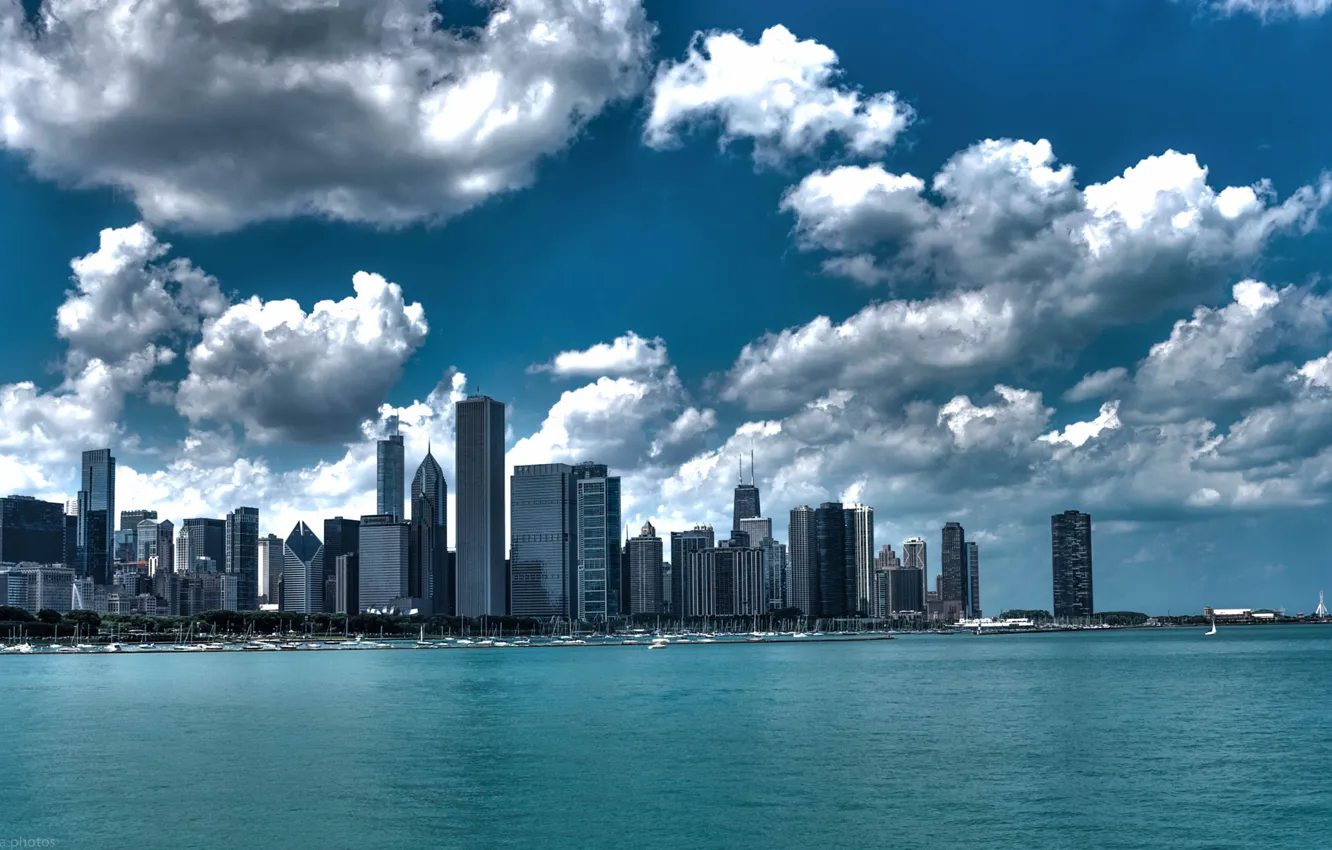 Фото обои Чикаго, Небоскребы, USA, Chicago, skyline