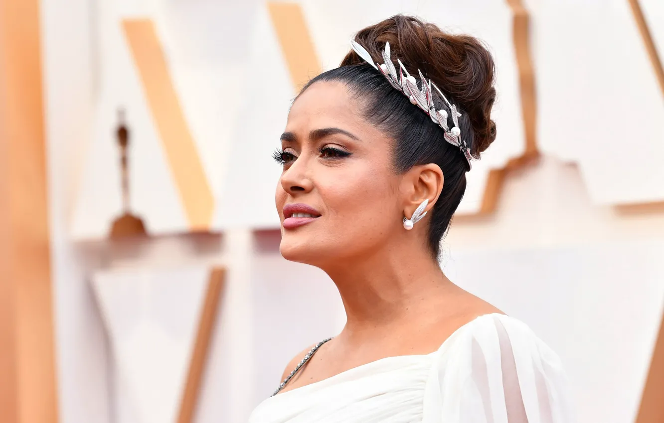 Фото обои взгляд, актриса, певица, Сальма Хайек, Salma Hayek, фотосессия, smile, режиссёр