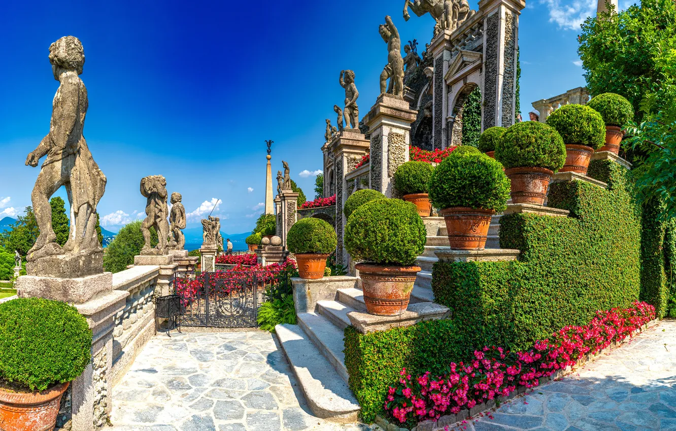 Фото обои Лестница, Италия, Арка, Lago Maggiore