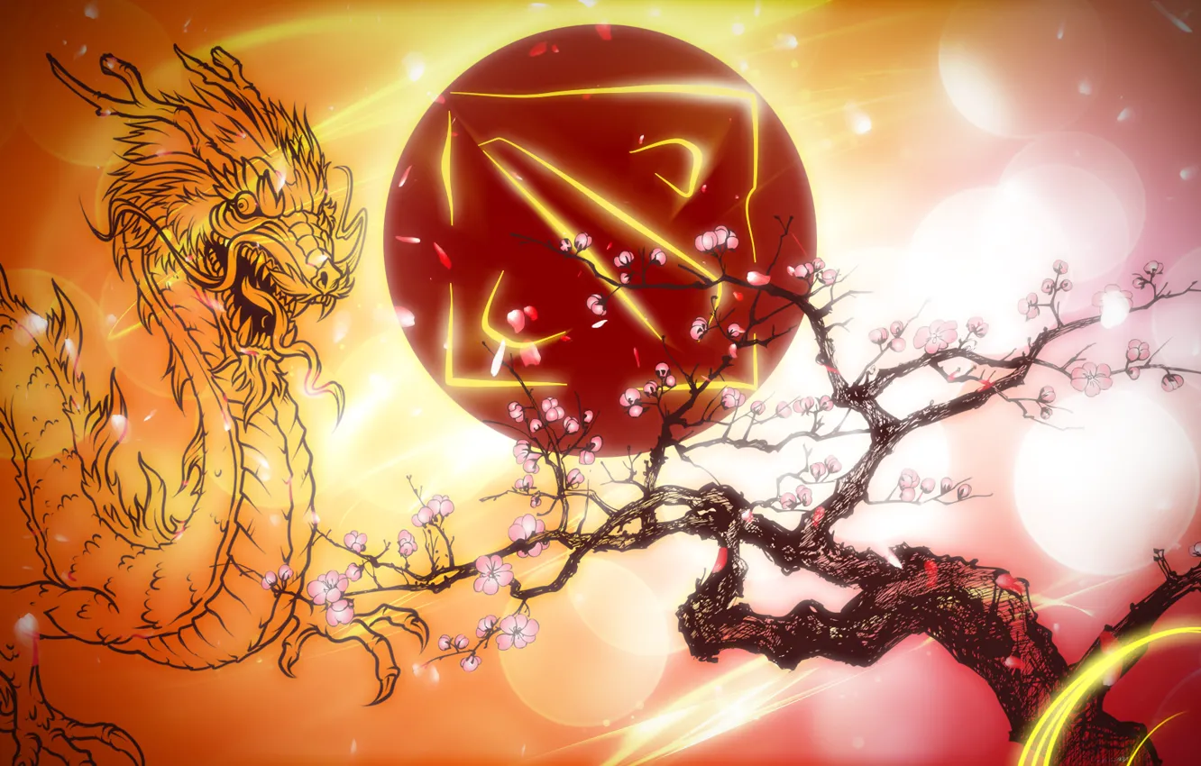 Фото обои Dragon, Art, Tree, Dota 2