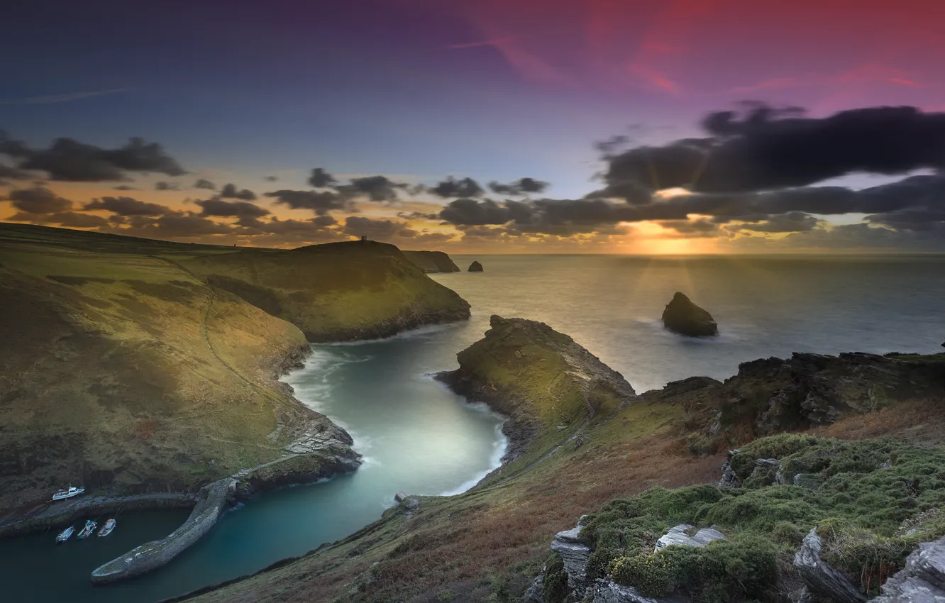 Фото обои побережье, Англия, Cornwall, Boscastle Harbour