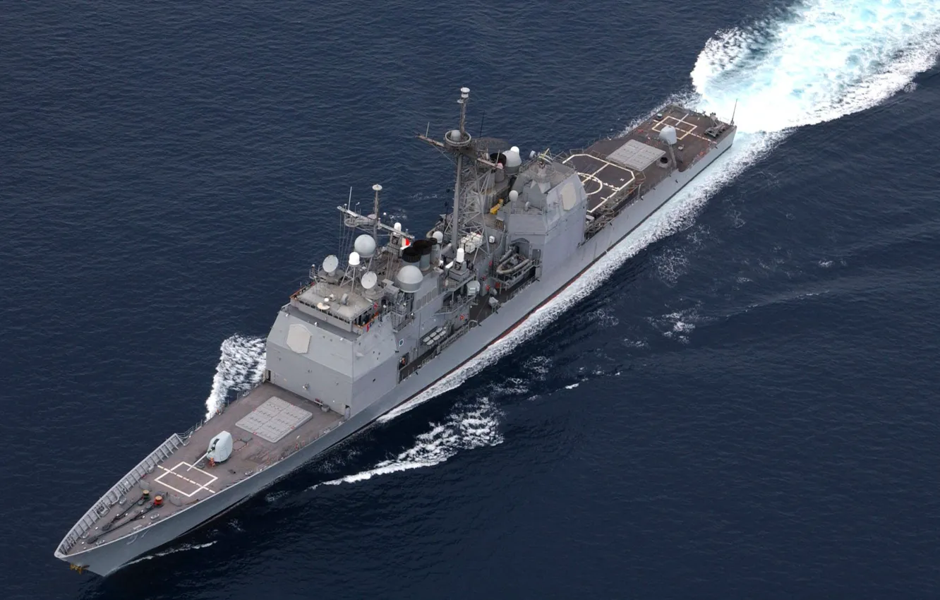 Фото обои Крейсер, «Тикондерога», US NAVY, Крейсер УРО, USS Lake Champlain (CG-57), Тикондерога, УРО