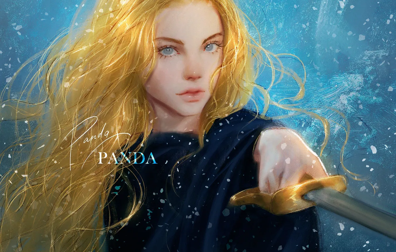 Фото обои девушка, меч, блондинка, by Panda