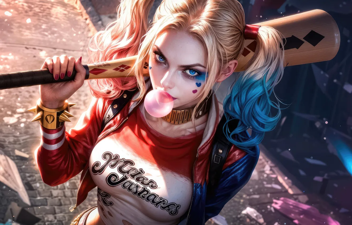 Фото обои Girl, Comics, DC Comics, Harley Quinn, AI Art, AI Generated