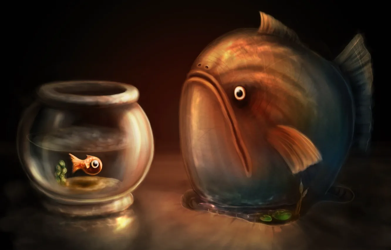 Фото обои рисунок, аквариум, Рыбы